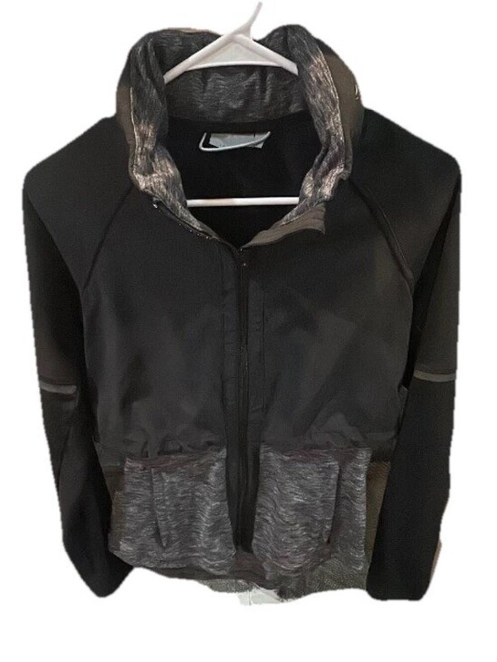 Athleta CYA Hope Zip Up Jacket Black with Gray Accents Size XS